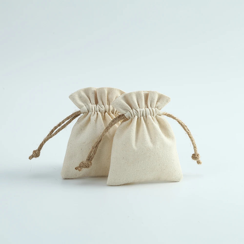 Muslin Cotton Drawstring Gift Bags for Coffee Jewelry Storage