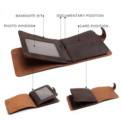 Vintage Crazy Horse Leather Men's Wallet Retro Style Clutch Bag