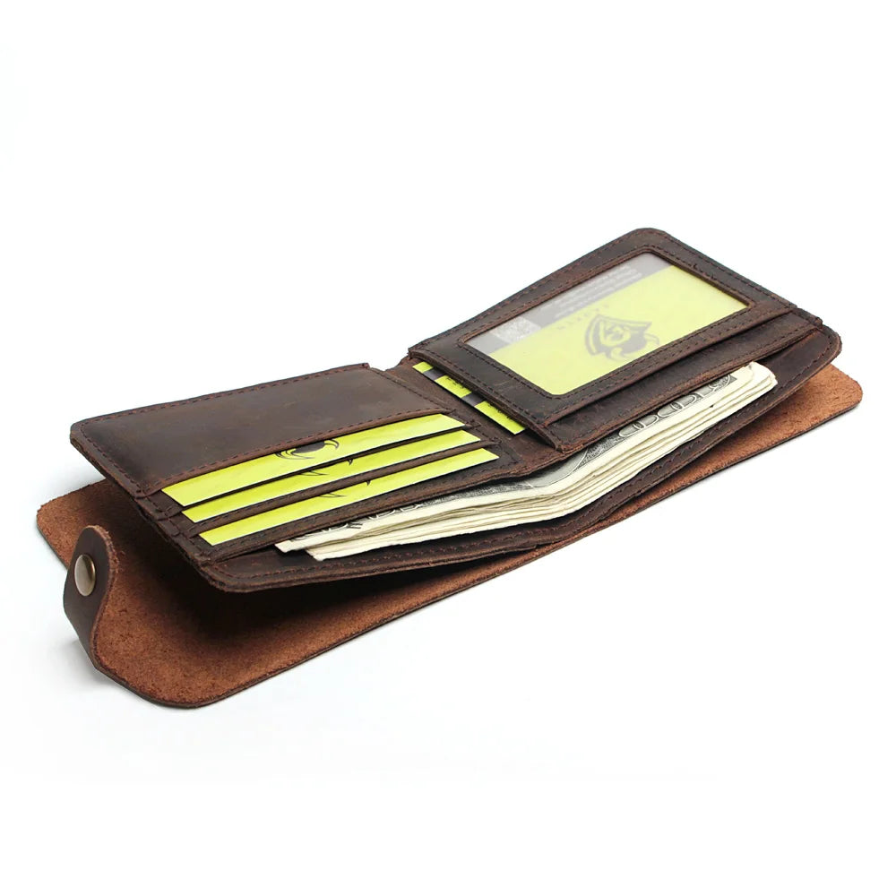 Vintage Crazy Horse Leather Men's Wallet Retro Style Clutch Bag