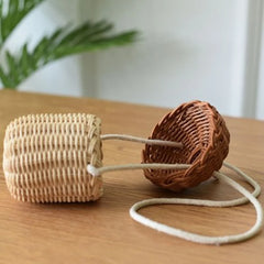 Rattan Mushroom Basket Women's Bag Straw Handbag Beach Shoulder Crossbody