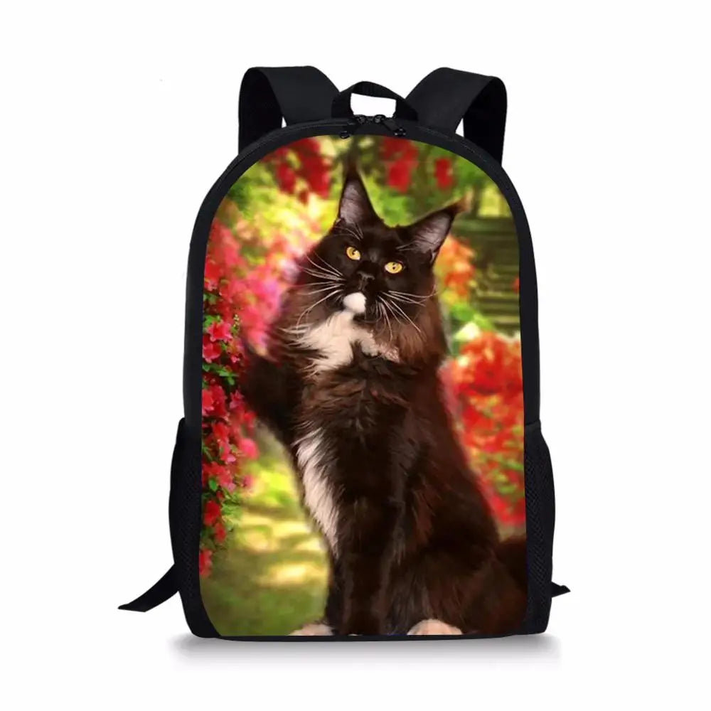 HaoYun Children's School Backpack Cats Pattern Students Book-bags Flower Animal