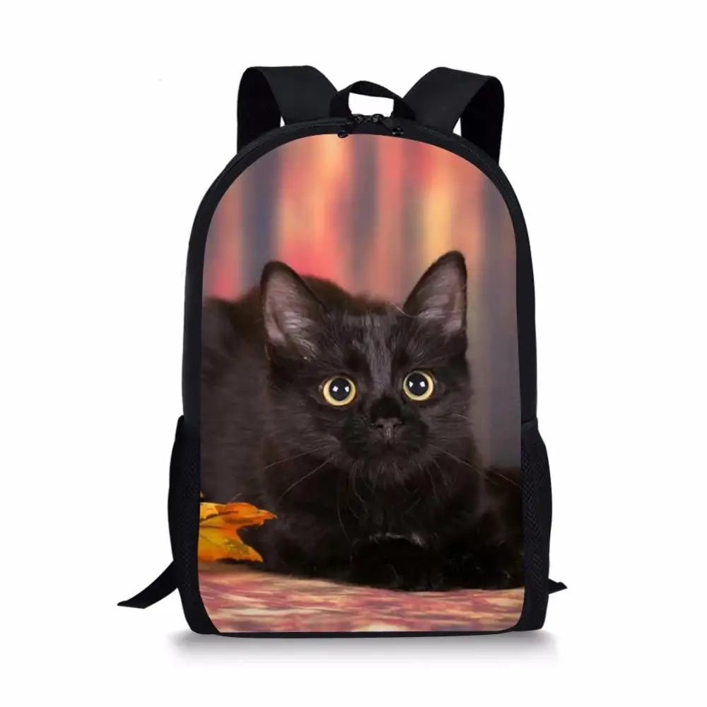 HaoYun Children's School Backpack Cats Pattern Students Book-bags Flower Animal