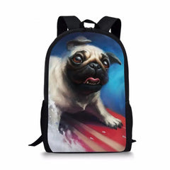 Bulldog Print Kids School Backpack for Boys