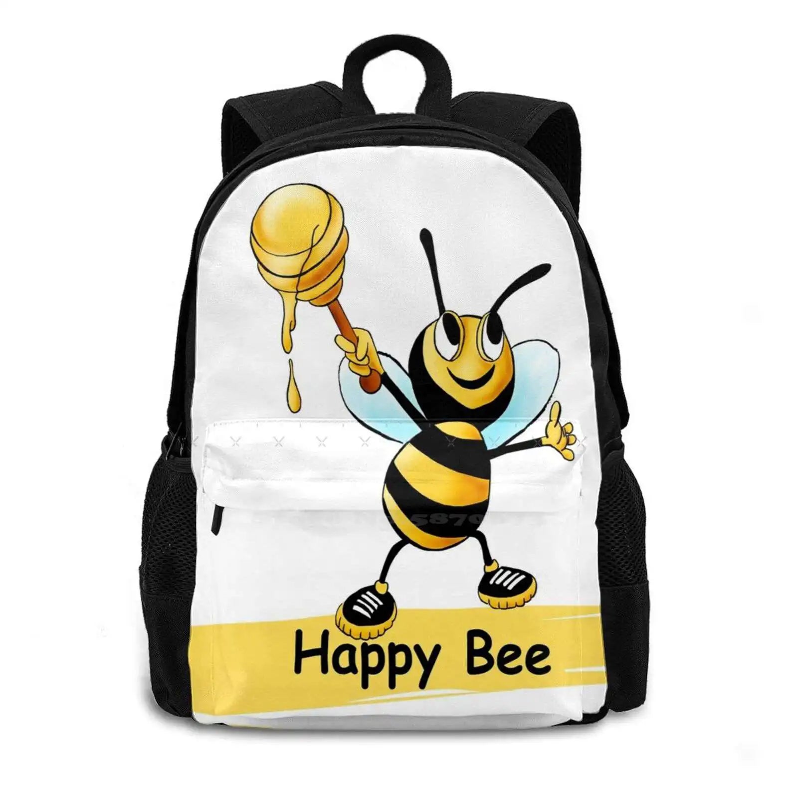 Happy Bee 3D Print Backpack Casual Bag