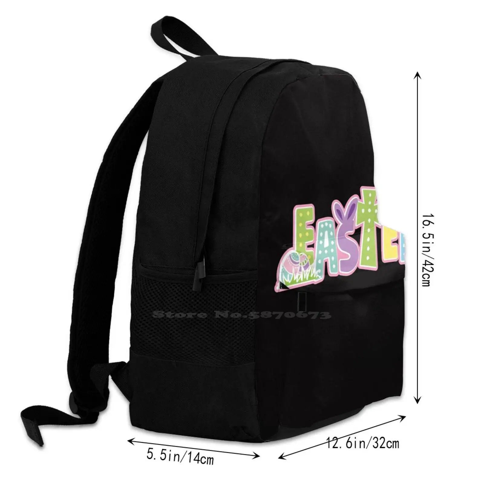 Happy Easter 3D Print Backpack Casual Bag Happy Easter Easter Eggs Easter Sweet