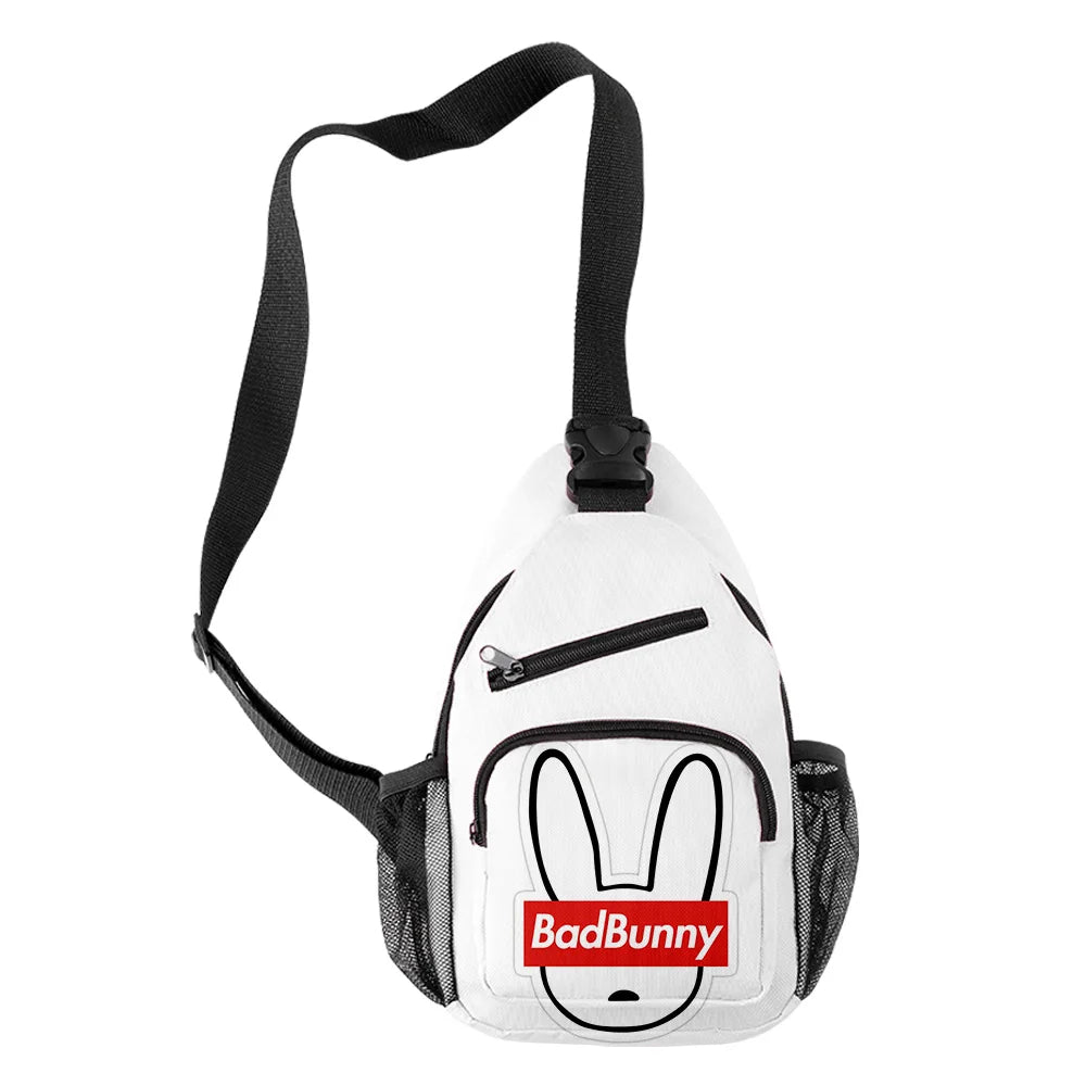 Harajuku Bad Bunny 3D Print Chest Bag Waterproof Crossbody Streetwear Shoulder