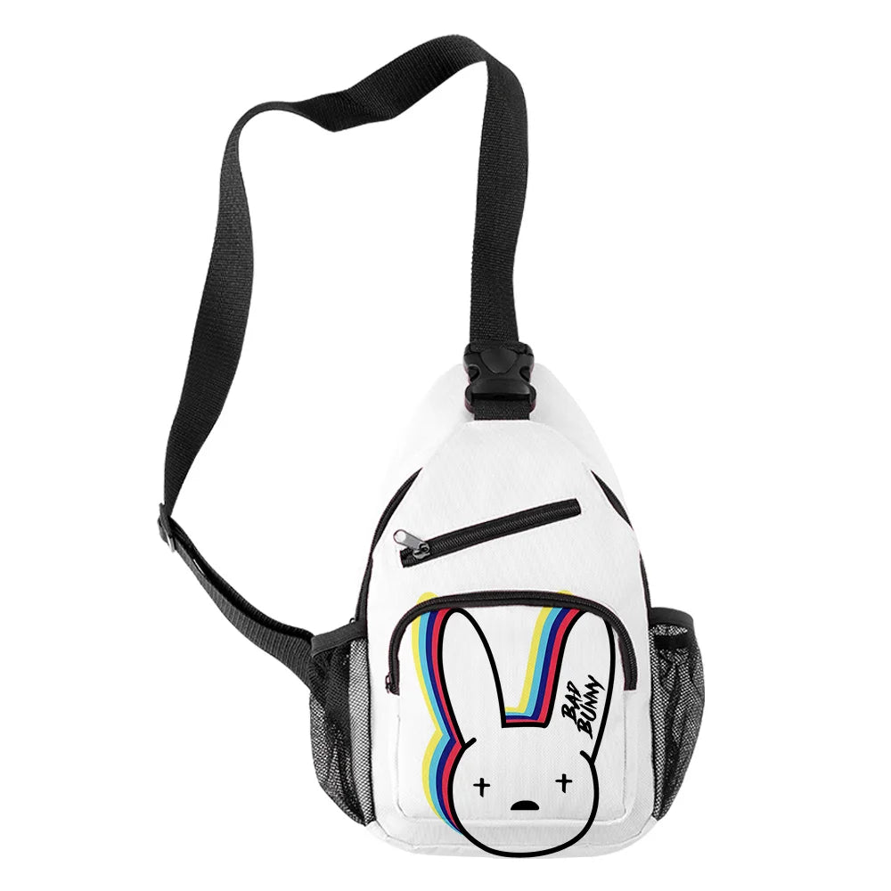 Harajuku Bad Bunny 3D Print Chest Bag Waterproof Crossbody Streetwear Shoulder