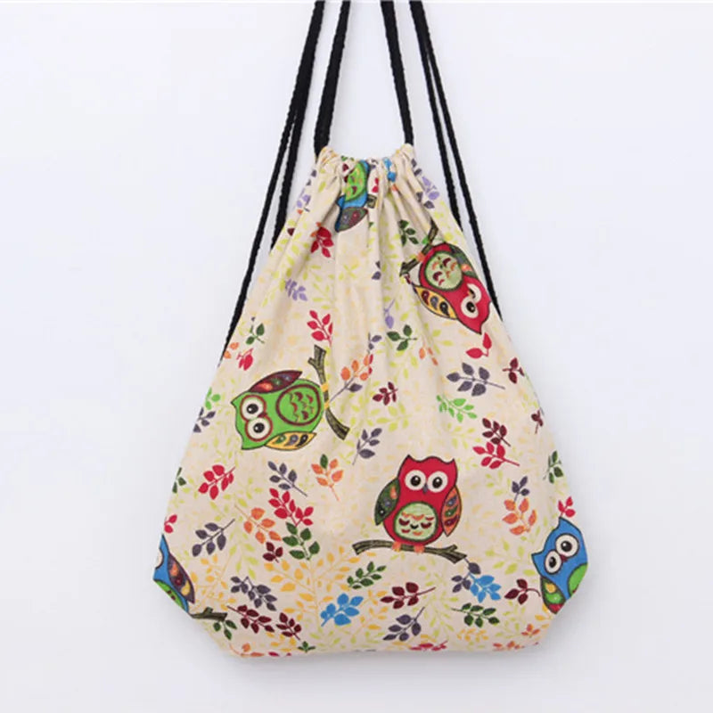 Harajuku Butterfly Backpack European American Cartoon Print Drawstring Bag