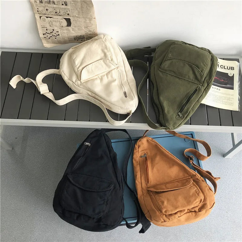 Harajuku Canvas Shoulder Bag Retro Bags for Women Men Crossbody Bag