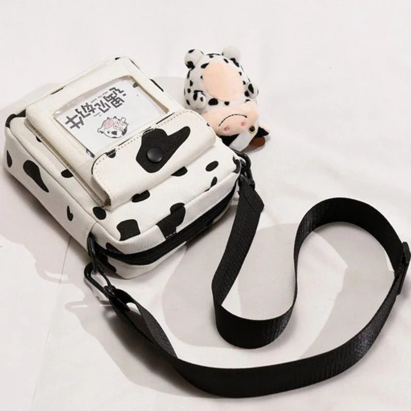 Harajuku Cow Pattern Canvas Bag Women Shoulder Messenger Girls