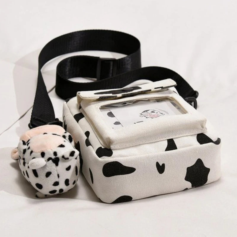 Harajuku Cow Pattern Canvas Bag Women Shoulder Messenger Girls