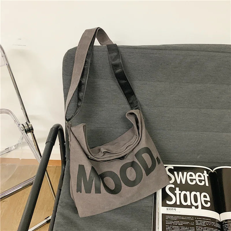 Harajuku Hip Hop Large Student Crossbody School Bag Canvas Women Messenger Bag