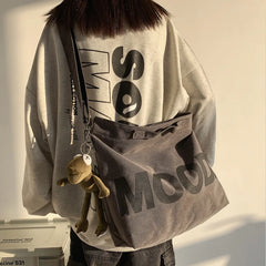 Harajuku Hip Hop Large Student Crossbody School Bag Canvas Women Messenger Bag