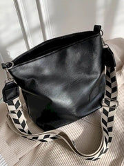 Harajuku Solid PU Leather Shoulder Bucket Bag for Women