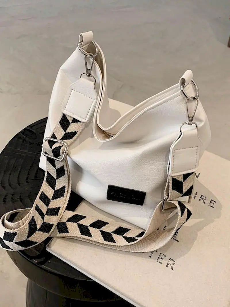 Harajuku Solid PU Leather Shoulder Bucket Bag for Women