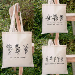 Harajuku No Rain No Flowers Canvas Shopper Bag