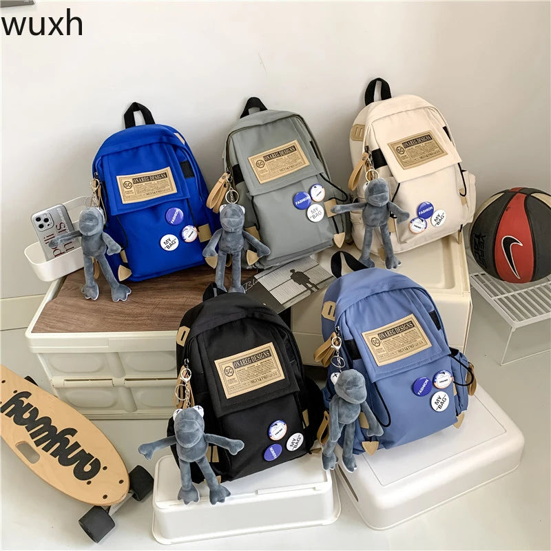 Harajuku Solid Backpack Multifunctional Student Laptop Travel Bag