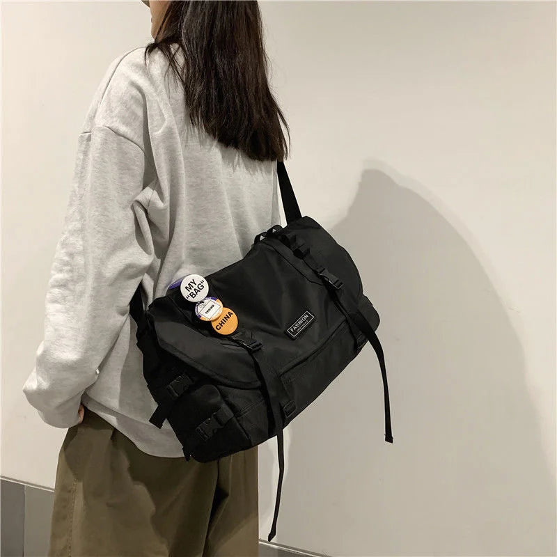 Harajuku Techwear Canvas Crossbody Bag Gothic Women Handbag Purses Shoulder Bag