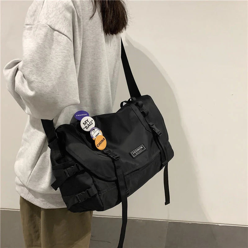 Harajuku Techwear Canvas Crossbody Bag Gothic Women Handbag Purses Shoulder Bag