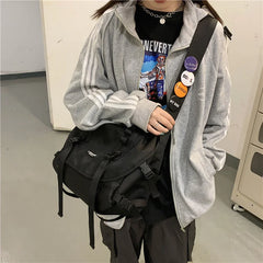 Harajuku Techwear Canvas Crossbody Bag Gothic Women Handbag Purses Shoulder Bag