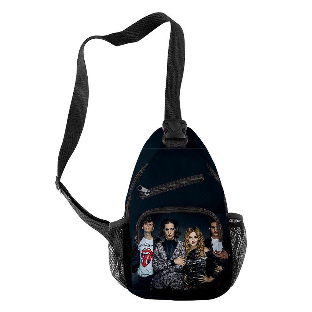 Harajuku Maneskin 3D Print Chest Bag Waterproof Crossbody Streetwear