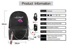 Harajuku Rap Lil Peep USB Rechargeable Backpack