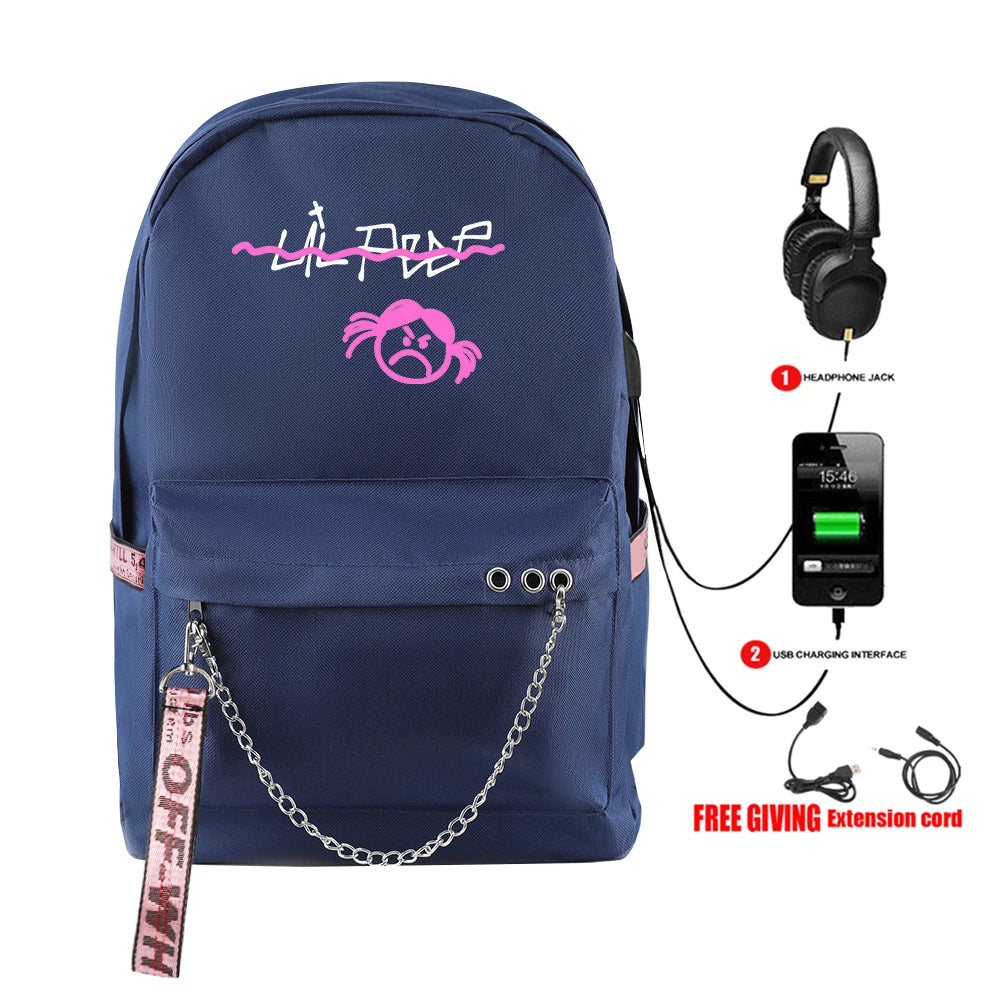 Harajuku Rap Lil Peep USB Rechargeable Backpack