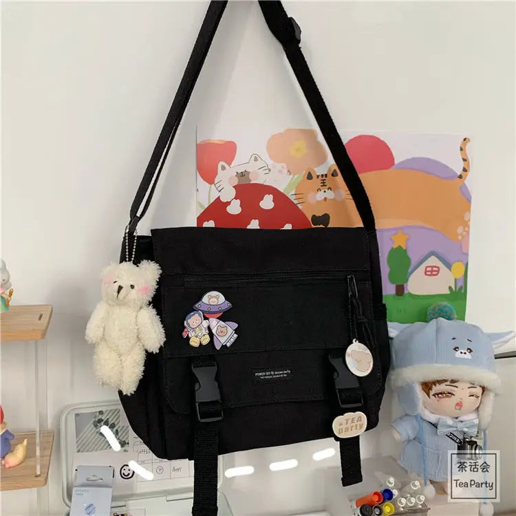 Harajuku Canvas Crossbody Shoulder Bag for Women