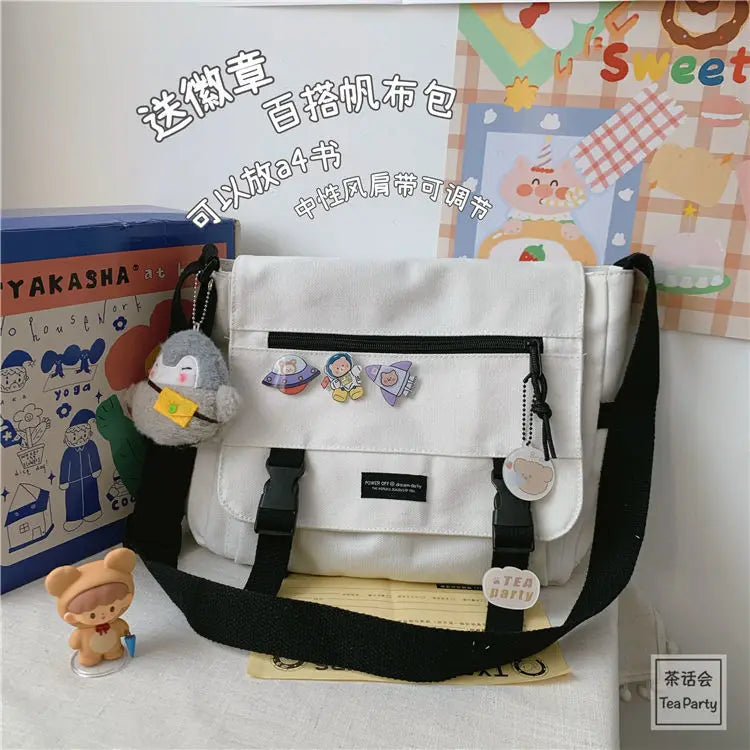 Harajuku Canvas Crossbody Shoulder Bag for Women