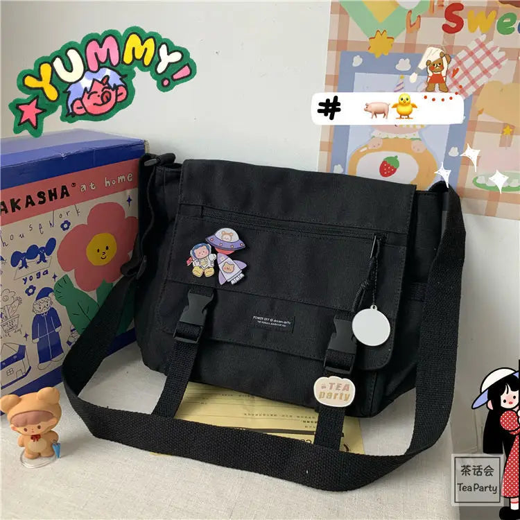 Harajuku Canvas Crossbody Shoulder Bag for Women