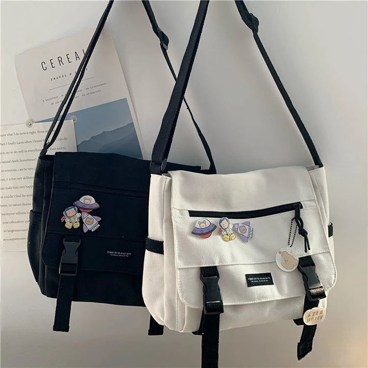 Harajuku Canvas Crossbody Shoulder Bag for Women