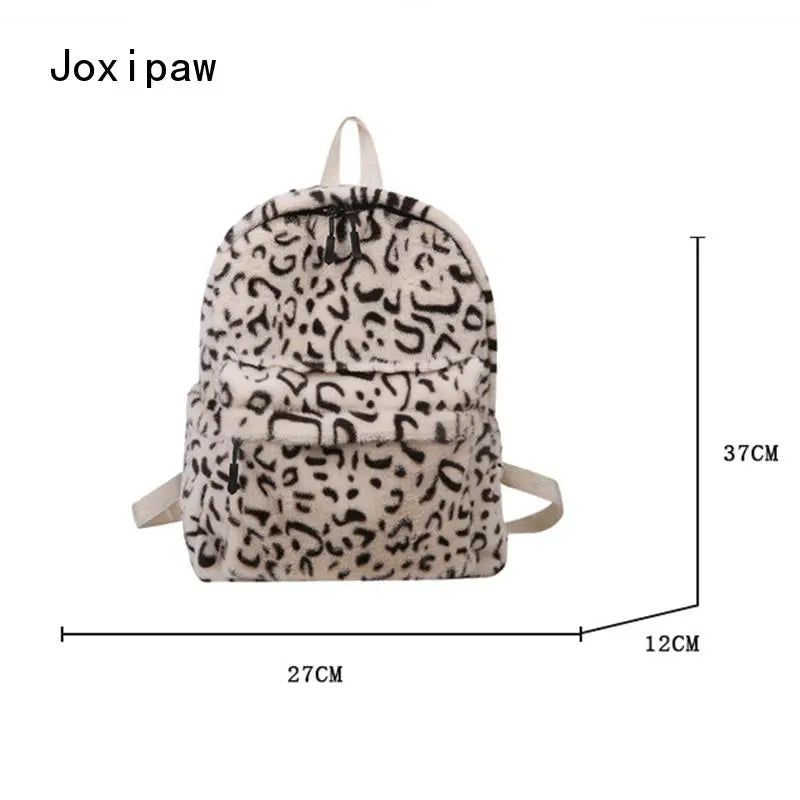Harajuku Leopard Print School Backpack Women Casual Bag