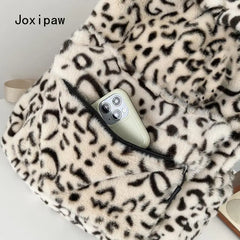 Harajuku Leopard Print School Backpack Women Casual Bag