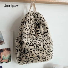 Harajuku Leopard Print School Backpack Women Casual Bag