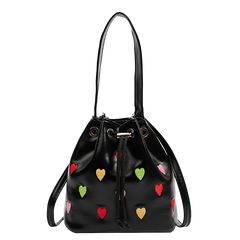 Pink Love Ladies Drawstring Bucket Purse Handbag