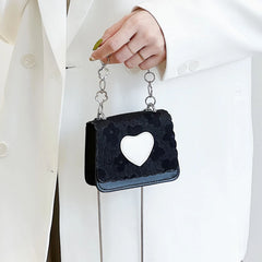 Heart Patchwork Women Shoulder Bag Crossbody Handbag Chain Messenger PU