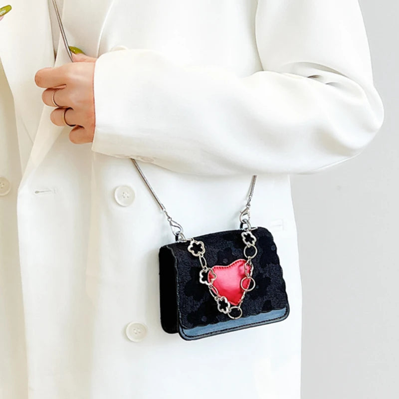 Heart Patchwork Women Shoulder Bag Chain Handbag Crossbody Messenger B