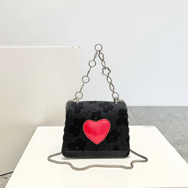Heart Patchwork Women Shoulder Bag Chain Handbag Crossbody Messenger B