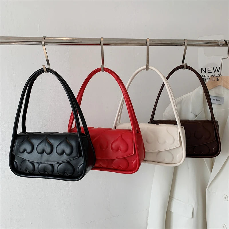 Heart Shape Women's Underarm Bag Tote Bag PU Leather Handbag