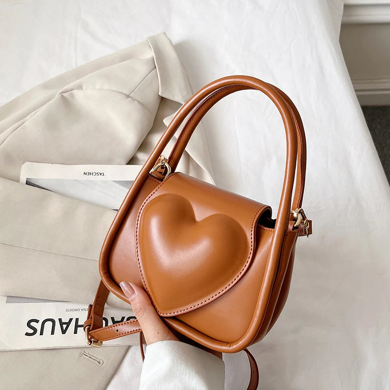 Heart Women's Small Handbag Soft PU Leather Crossbody Shoulder Bag Green Tote