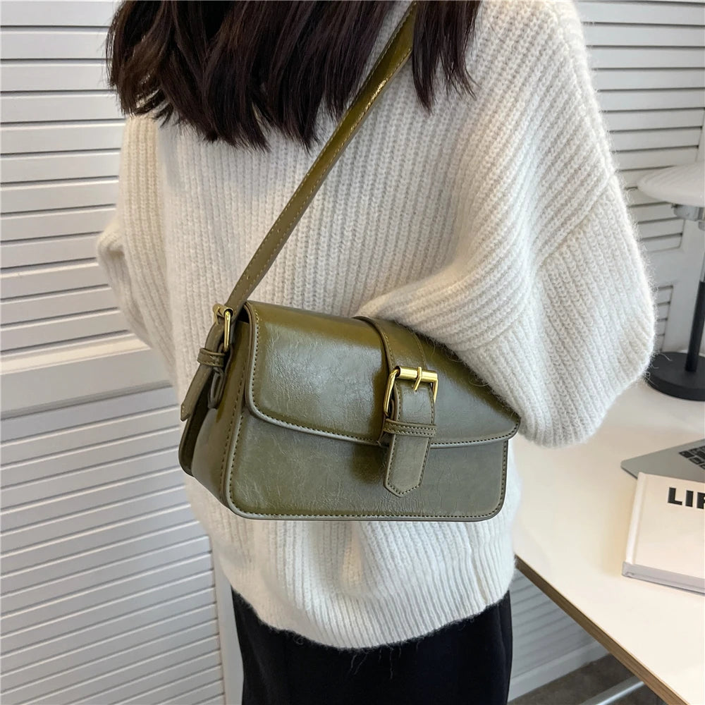 Vintage Square Crossbody Bag PU Leather Handbag