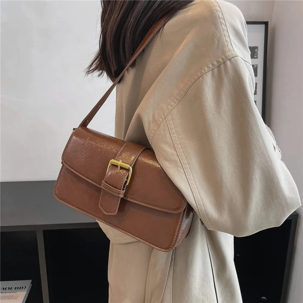 Vintage Square Crossbody Bag PU Leather Handbag