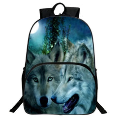 High Capacity 3D Print Wolf Animal Backpack for Boys Girls