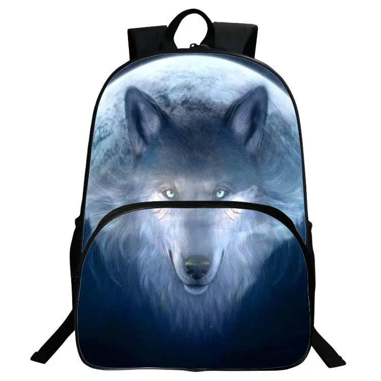 3D Print Wolf Animal School Backpack for Boys and Girls