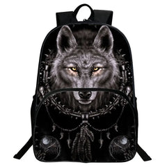 High Capacity 3D Print Wolf Animal Backpack for Boys Girls