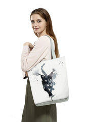 Cat Print Shopper Bag Women Handbag Reusable Shoulder Bag