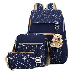 Kids School Backpack High Capacity Bear Print Girls Teenagers Bag