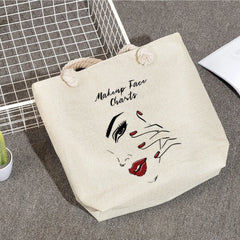 High Capacity Women's Tote Bag Thick Rope Storage Lips Print Shoulder Bag