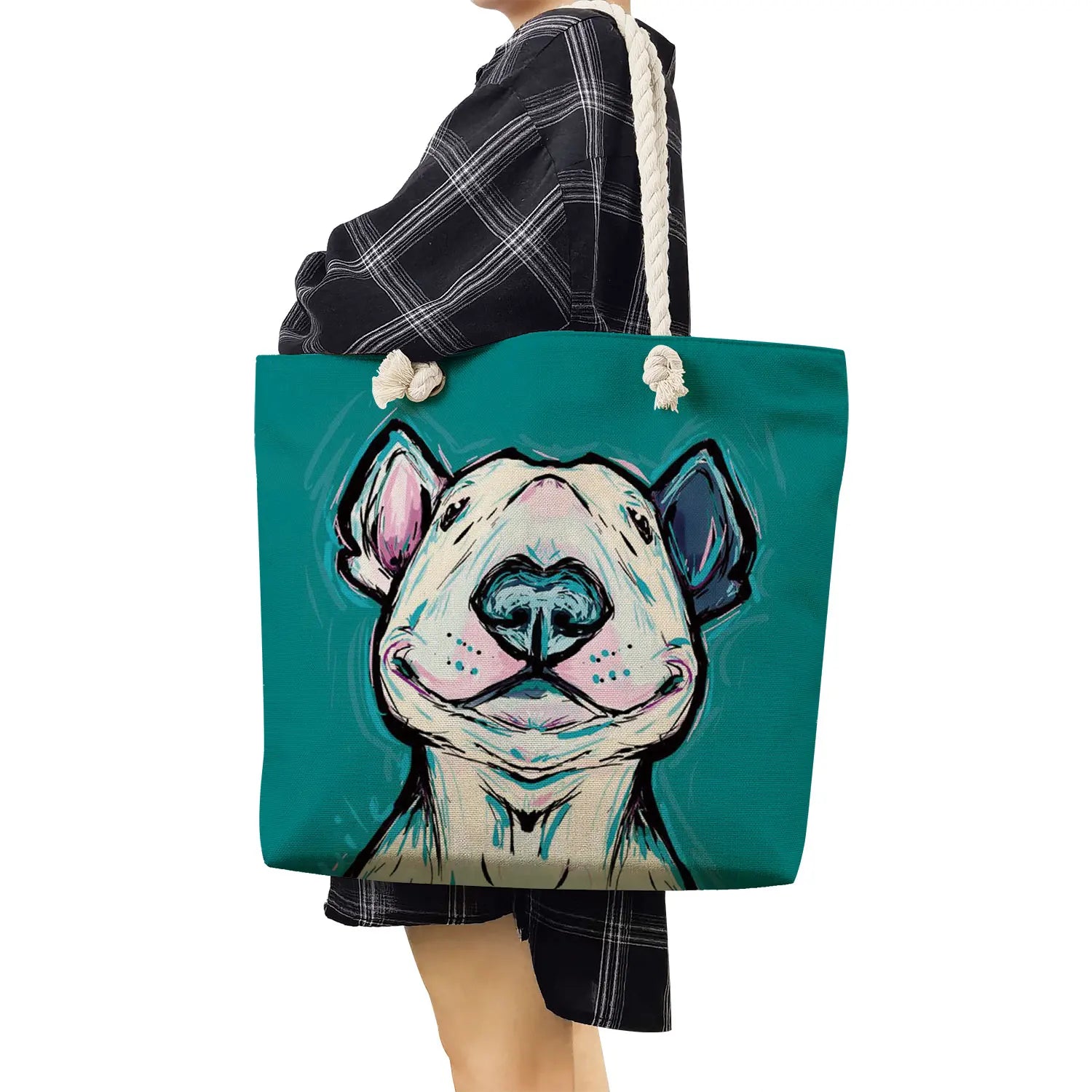 Funny Bull Terrier Dog Print Tote Shoulder Bag