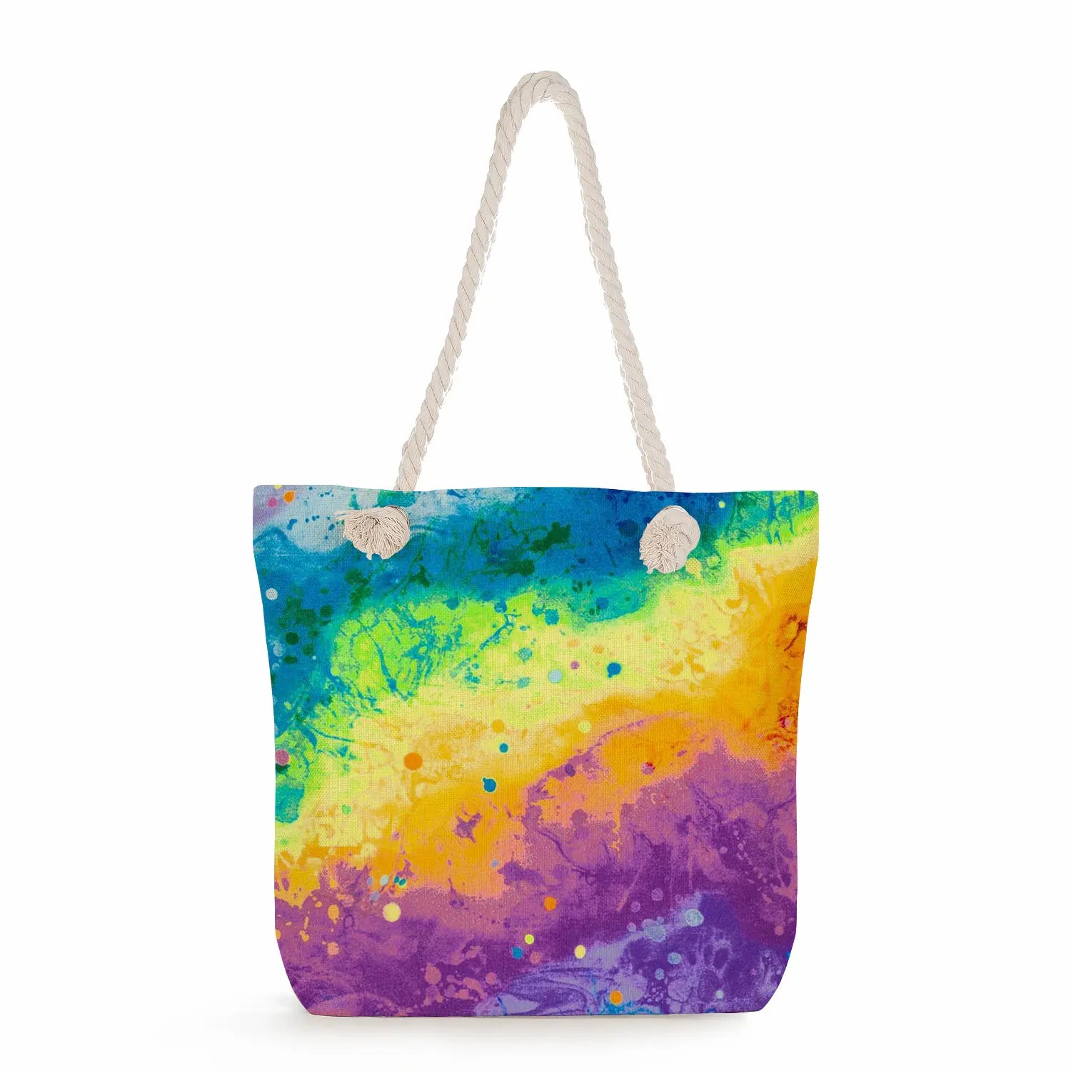 Colorful Watercolor Tote Bag High Capacity Shopping Handbag